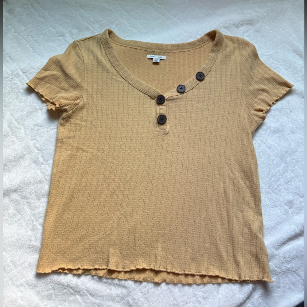 American Eagle Outfitters Golden Yellow Button Blouse